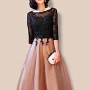 Black and beige evening / cocktail dress